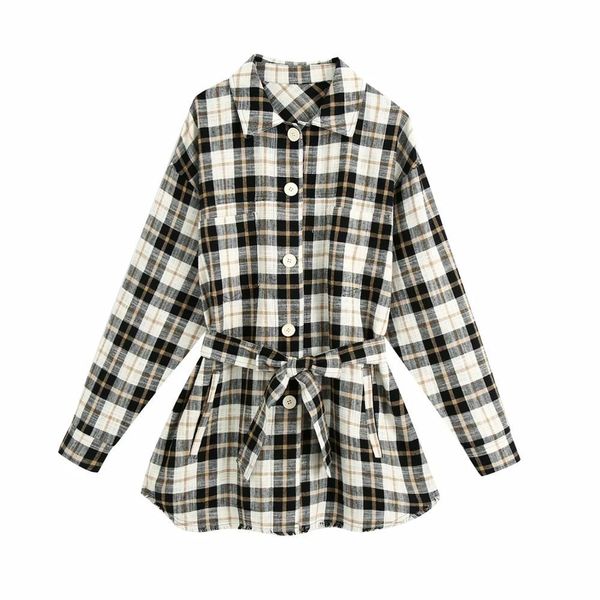 skirt elegant women's shirts tie waist pockets ladies'plaid female fashion blouses down collar, Black
skirt elegant women's shirts tie waist pockets ladies'plaid female fashion blouses down collar, Black