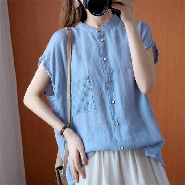 women's blouses & shirts johnature solid color stand collar loose women 2021 summer casual short sleeve single-breasted pockets, White
women's blouses & shirts johnature solid color stand collar loose women 2021 summer casual short sleeve single-breasted pockets, White