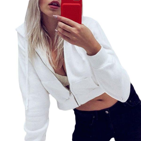 women's hoodies & sweatshirts women long sleeve drawstring cropped full zip up white jacket loose short sweatshirt outwear coat with po, Black
women's hoodies & sweatshirts women long sleeve drawstring cropped full zip up white jacket loose short sweatshirt outwear coat with po, Black