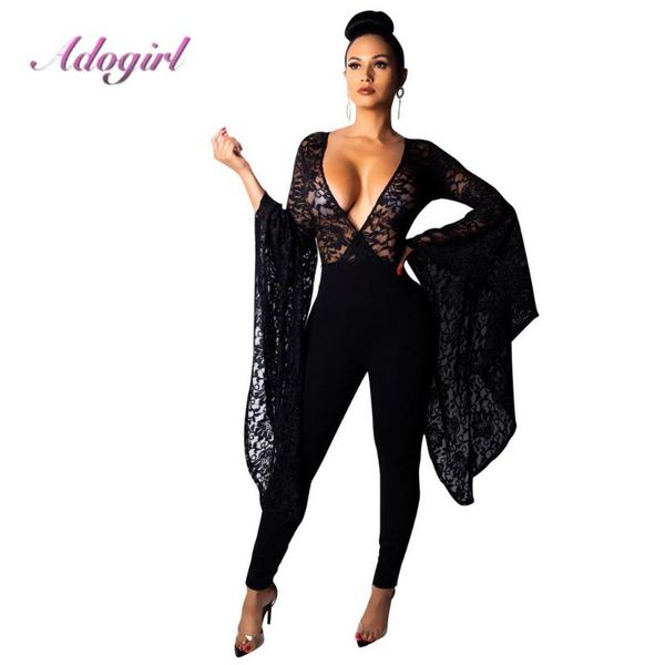 gym clothing adogirl sheer patchwork lace deep v neck jumpsuit women casual flare sleeves party clubwear outfit rompers femme overalls, White;black
gym clothing adogirl sheer patchwork lace deep v neck jumpsuit women casual flare sleeves party clubwear outfit rompers femme overalls, White;black