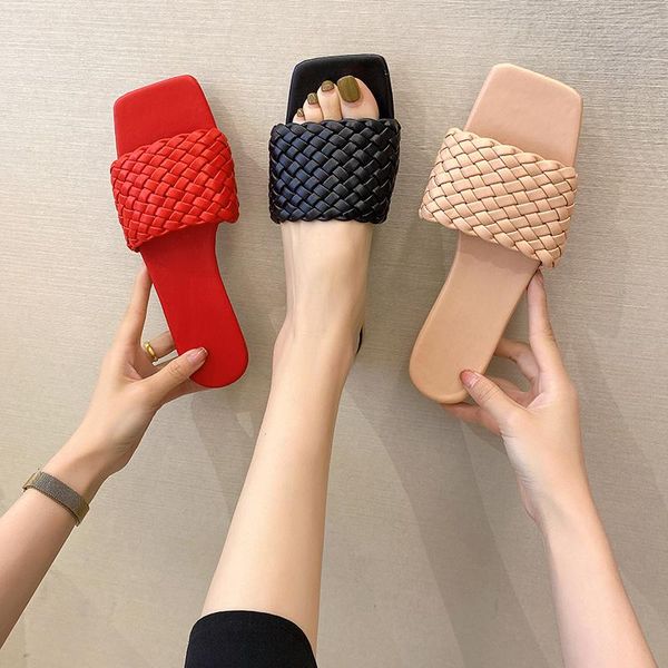 women's red sandals temperament braided charm open-toe flat slippers white vacation beach casual women square toe shoes, Black 
women's red sandals temperament braided charm open-toe flat slippers white vacation beach casual women square toe shoes, Black