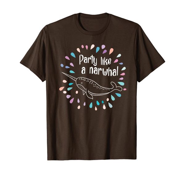 party like a narwhal t-shirt, White;black