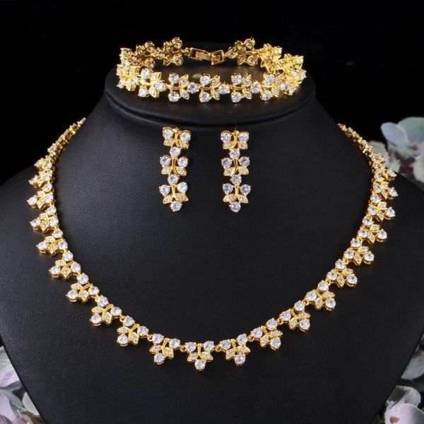 earrings & necklace european and american brides flower zircon bracelet three piece jewelry set evening dress accessories, Silver
earrings & necklace european and american brides flower zircon bracelet three piece jewelry set evening dress accessories, Silver