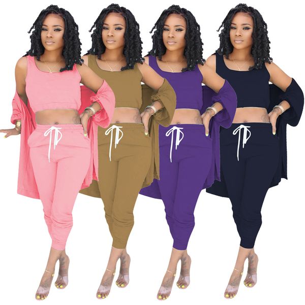 casual solid womens set long cloak tank pencil jogger sweatpants trasuit matching set three piece set outfitby air, White
casual solid womens set long cloak tank pencil jogger sweatpants trasuit matching set three piece set outfitby air, White
