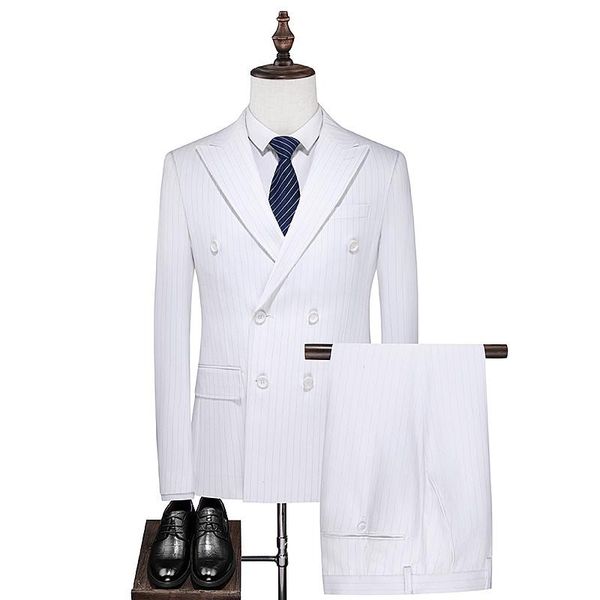 men's suits & blazers white stripe fashion 3 pieces slim fit men wedding groom tuxedos prom party suit blazer (jacket+pants+vest), White;black
men's suits & blazers white stripe fashion 3 pieces slim fit men wedding groom tuxedos prom party suit blazer (jacket+pants+vest), White;black