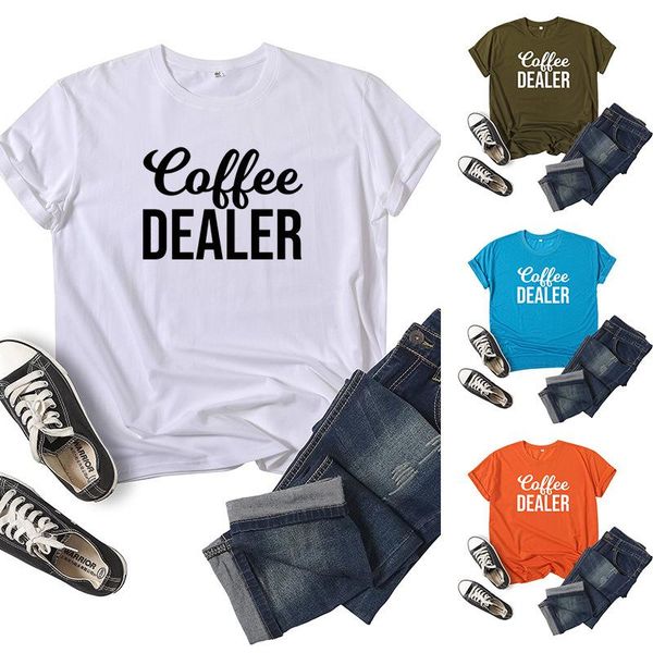 women's t-shirt coffee dealer letter print women t shirt short sleeve o neck loose tshirt ladies tee clothes camisetas mujer, White
women's t-shirt coffee dealer letter print women t shirt short sleeve o neck loose tshirt ladies tee clothes camisetas mujer, White