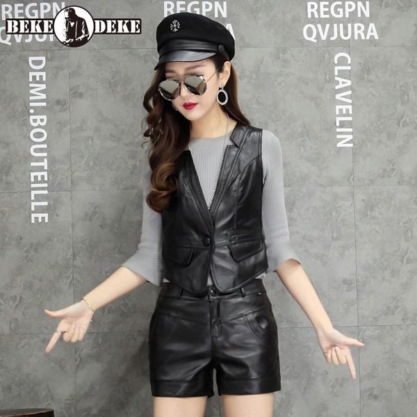 women's vests women genuine leather sleeeveless jacket vest v neck one button slim fit waistcoat casual short streetwear sheepskin, Black;white
women's vests women genuine leather sleeeveless jacket vest v neck one button slim fit waistcoat casual short streetwear sheepskin, Black;white