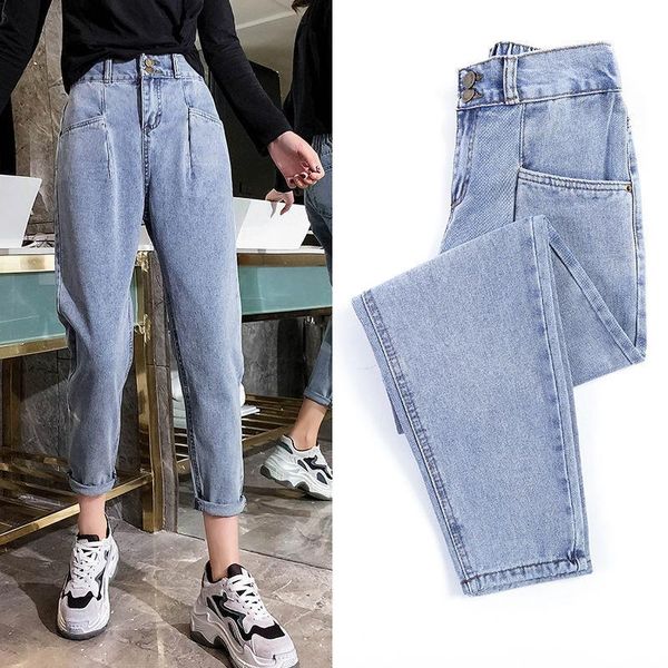 women's jeans korean women boyfriend pants oversize high waist elastic loose casual plus size streetwear woman trousers, Blue
women's jeans korean women boyfriend pants oversize high waist elastic loose casual plus size streetwear woman trousers, Blue