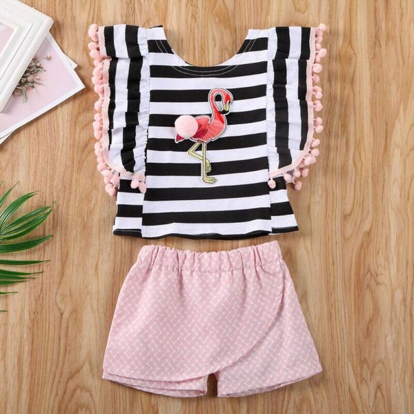 clothing sets baby & children's 1-5years summer kids girl flamingo print stripe +shorts pants outfit clothes set, White
clothing sets baby & children's 1-5years summer kids girl flamingo print stripe +shorts pants outfit clothes set, White