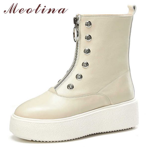 meotina autumn ankle boots women natural genuine leather flat platform short boots zipper round toe shoes female winter size 39 210608, Black
meotina autumn ankle boots women natural genuine leather flat platform short boots zipper round toe shoes female winter size 39 210608, Black