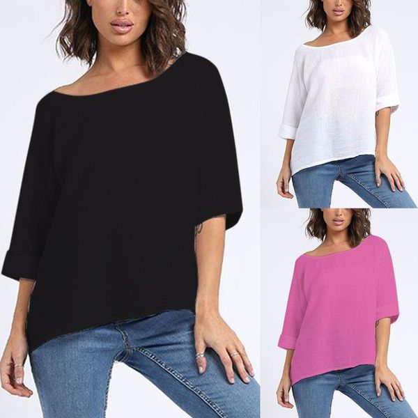 women's blouses & shirts o-neck 3/4 sleeve plain linen crop shirt blouse plus sizes fashion woman streetweer elegant ropa mujer, White
women's blouses & shirts o-neck 3/4 sleeve plain linen crop shirt blouse plus sizes fashion woman streetweer elegant ropa mujer, White