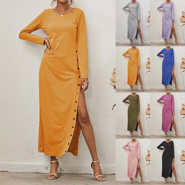 casual dresses kancool autumn winter women cotton ankle-length dress o-neck long sleeve button split solid slim lady office vintage wea, Black;gray
casual dresses kancool autumn winter women cotton ankle-length dress o-neck long sleeve button split solid slim lady office vintage wea, Black;gray