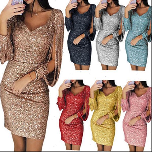 dress women dresses plus size 3xl 11 color v neck solid sequined stitching shining sheath long sleeved party, Black;gray
dress women dresses plus size 3xl 11 color v neck solid sequined stitching shining sheath long sleeved party, Black;gray
