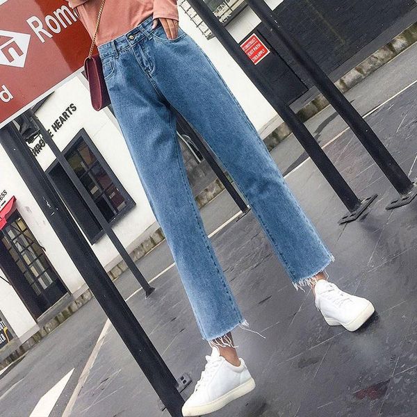 basic burrs baggy straight jeans women 2021 korean fashion slim denim wide leg pants streetwear ladies ankle-length trousers women's, Blue
basic burrs baggy straight jeans women 2021 korean fashion slim denim wide leg pants streetwear ladies ankle-length trousers women's, Blue