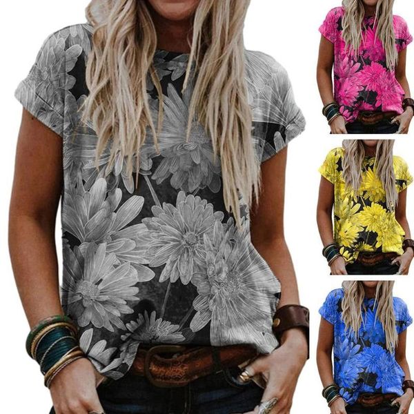 women's t-shirt 2021 fashion chrysanthemum print round neck short casual loose sleeve comfortable s9b0, White
women's t-shirt 2021 fashion chrysanthemum print round neck short casual loose sleeve comfortable s9b0, White