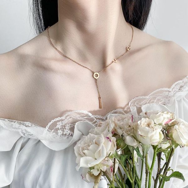pendant necklaces simple love letters long necklace fashion titanium steel joker stainless plating of gold chain clavicle female, Silver
pendant necklaces simple love letters long necklace fashion titanium steel joker stainless plating of gold chain clavicle female, Silver