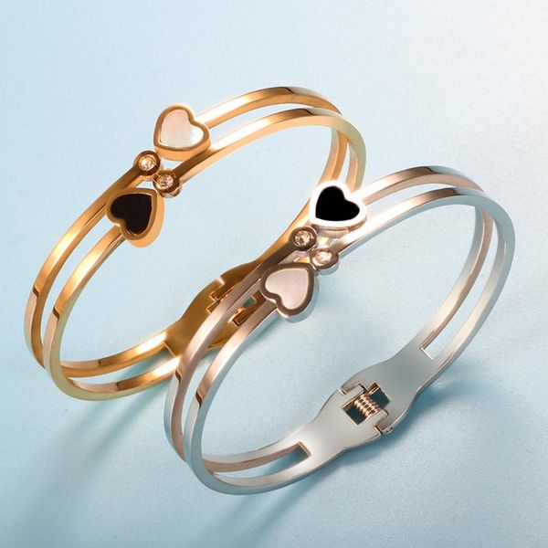 bangle fashion heart shape black&white shell bracelets bangles stainless steel men women wedding party charm jewelry for bijoux design
bangle fashion heart shape black&white shell bracelets bangles stainless steel men women wedding party charm jewelry for bijoux design