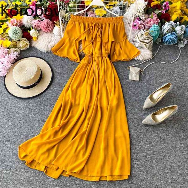 korobov summer bohemian slash neck dress korean solid ruffles flare sleeve vstidos femme elastics high waist beach dresses 210430, Black;gray
korobov summer bohemian slash neck dress korean solid ruffles flare sleeve vstidos femme elastics high waist beach dresses 210430, Black;gray
