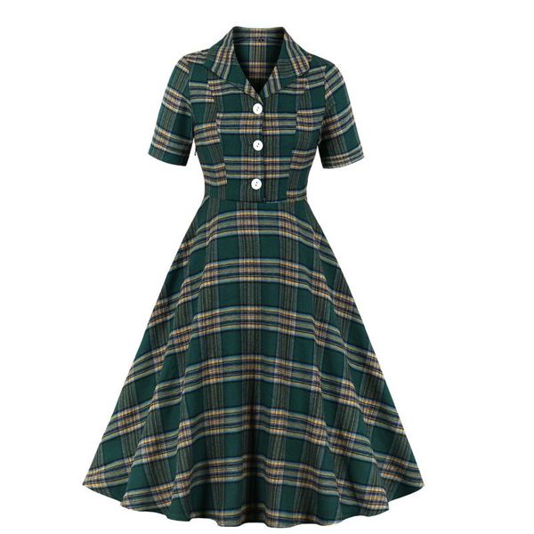women's green check button up work office vintage shirt dress party dresses, White;black
women's green check button up work office vintage shirt dress party dresses, White;black