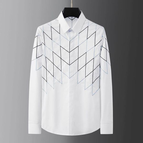 men's casual shirts high-quality craftsmanship color matching embroidery long-sleeved shirts, handsome, slim, and versatile clothing, White;black
men's casual shirts high-quality craftsmanship color matching embroidery long-sleeved shirts, handsome, slim, and versatile clothing, White;black