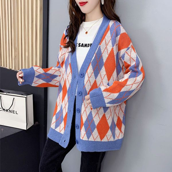 women's sweaters autumn female winter grid diamond loose long mesh thick cardigan women's casual korean coat luxury sweater 2tp2, White;black
women's sweaters autumn female winter grid diamond loose long mesh thick cardigan women's casual korean coat luxury sweater 2tp2, White;black
