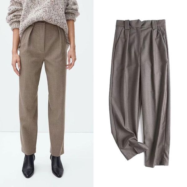 women's pants & capris za women 2021 autumn chic fashion casual pleated straight vintage high waist zipper female ankle trousers mujer, Black;white
women's pants & capris za women 2021 autumn chic fashion casual pleated straight vintage high waist zipper female ankle trousers mujer, Black;white