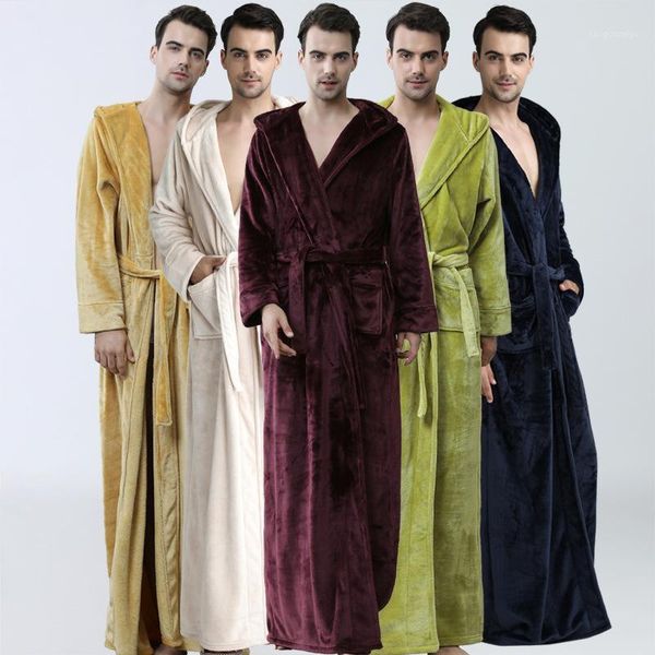 men's sleepwear men winter extra long hooded thick flannel warm bath robe male dressing gown thermal bathrobe women mens luxury kimono, Black;brown
men's sleepwear men winter extra long hooded thick flannel warm bath robe male dressing gown thermal bathrobe women mens luxury kimono, Black;brown