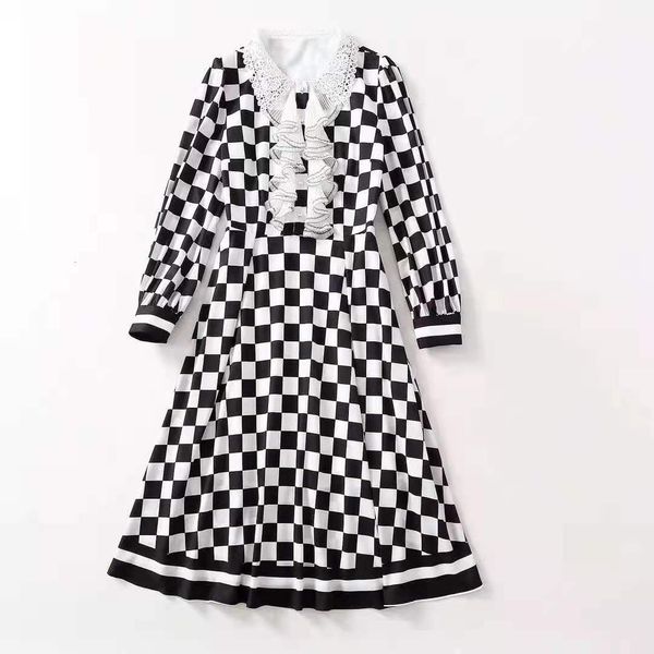 casual dresses european and american women's clothing spring long sleeve lace lapel flouncy checkered print fashion dress s7nl, Black;gray
casual dresses european and american women's clothing spring long sleeve lace lapel flouncy checkered print fashion dress s7nl, Black;gray