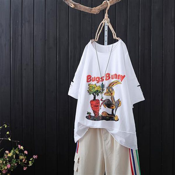 t shirts summer arts style women short sleeve loose tee shirt femme cartoon print casual tshirt cotton vintage hole s800 bbel, White
t shirts summer arts style women short sleeve loose tee shirt femme cartoon print casual tshirt cotton vintage hole s800 bbel, White