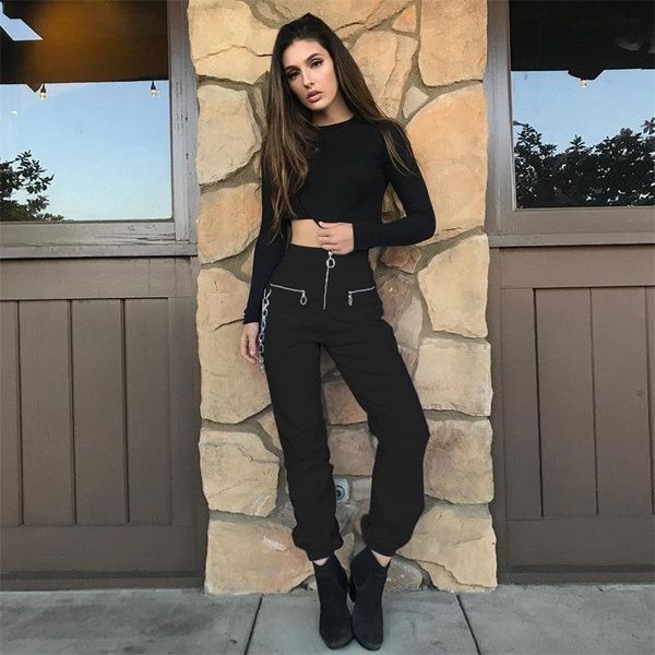 women's pants & capris black high waist zippers harem women joggers harajuku loose trousers with chain streetwear sweatpants, Black;white
women's pants & capris black high waist zippers harem women joggers harajuku loose trousers with chain streetwear sweatpants, Black;white