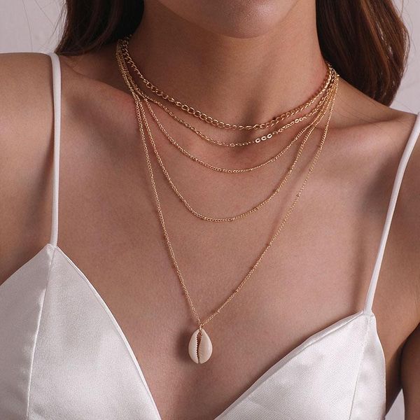 pendant necklaces vintage multilayer chains natural sea shell necklace for women bohemian geometric clavicle party jewelry, Silver
pendant necklaces vintage multilayer chains natural sea shell necklace for women bohemian geometric clavicle party jewelry, Silver