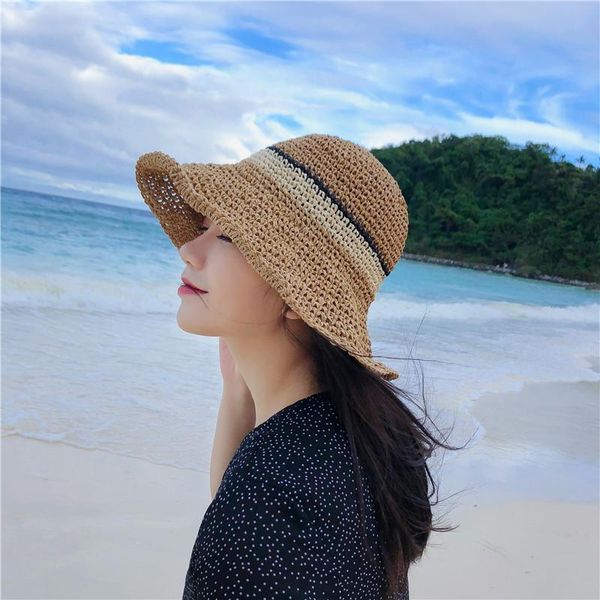 outdoor hats woven straw hat female summer striped beach, Black;white
outdoor hats woven straw hat female summer striped beach, Black;white