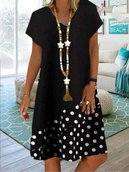 big size women dress summer loose short sleeve polka dots patchwork shirt dresses dresses plus clothing, Black;gray
big size women dress summer loose short sleeve polka dots patchwork shirt dresses dresses plus clothing, Black;gray