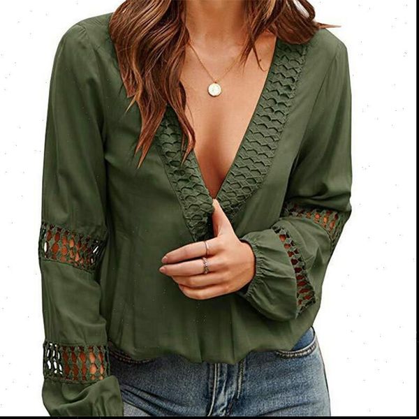 long sleeve v neck womens blouses lace hollow out loose pullover blouse office lady autumn solid color casual, White
long sleeve v neck womens blouses lace hollow out loose pullover blouse office lady autumn solid color casual, White