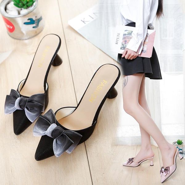 cover toe shoes butterfly-knot slippers casual thin heels shallow heeled mules slides med slipers women pointed luxury high 2021, Black
cover toe shoes butterfly-knot slippers casual thin heels shallow heeled mules slides med slipers women pointed luxury high 2021, Black