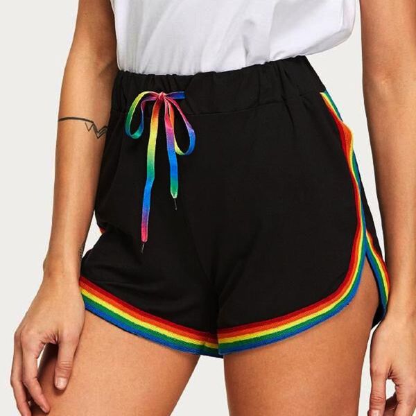 women's shorts womail women pants rainbow print sport elastic short beach cotton loose casual mujer verano dropship j22, White;black
women's shorts womail women pants rainbow print sport elastic short beach cotton loose casual mujer verano dropship j22, White;black