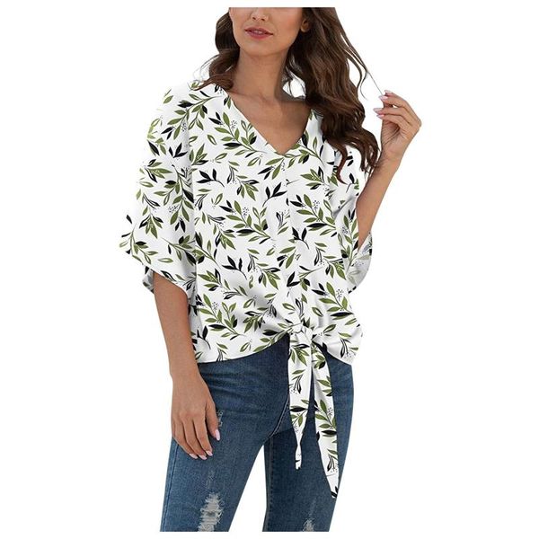 women's blouses & shirts 2021 summer women shirt fashion flowy v-neck short sleeve floral print knotted ladies loose blouse, White
women's blouses & shirts 2021 summer women shirt fashion flowy v-neck short sleeve floral print knotted ladies loose blouse, White