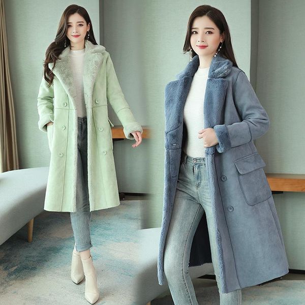 women's fur & faux fashion leather suede sheepskin long coat women korean cropped outerwear loose female jacket clothing autumn winter, Black
women's fur & faux fashion leather suede sheepskin long coat women korean cropped outerwear loose female jacket clothing autumn winter, Black