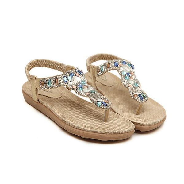 women's shoes sandals bohemian color rhinestone beach slippers all-match flat zapatos femenino, Black
women's shoes sandals bohemian color rhinestone beach slippers all-match flat zapatos femenino, Black