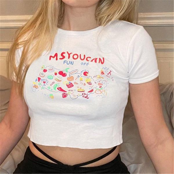 women's t-shirt summer fashion slim cute print letters cartoon short sleeve tee sml woman casual skinny cotton lady crop top, White
women's t-shirt summer fashion slim cute print letters cartoon short sleeve tee sml woman casual skinny cotton lady crop top, White