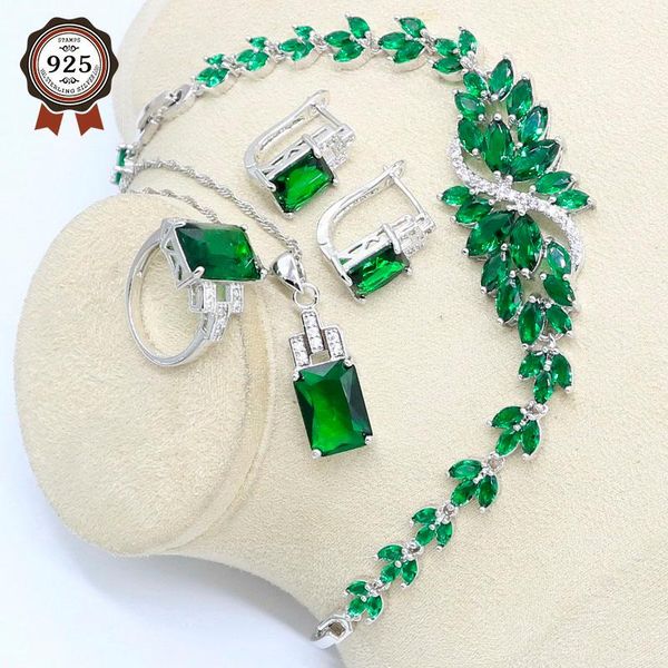 wedding jewelry sets green semi-precious 925 silver set for women bracelet hoop earrings necklace pendant ring gift box, Slivery;golden
wedding jewelry sets green semi-precious 925 silver set for women bracelet hoop earrings necklace pendant ring gift box, Slivery;golden