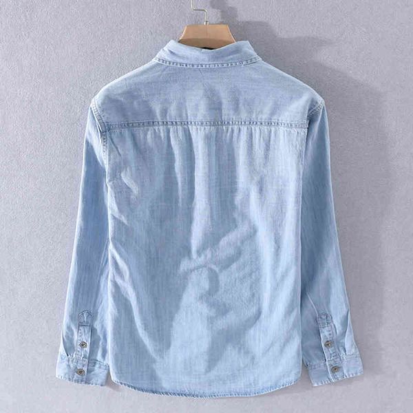 2021 100% cotton long sleeve brand casual shirts for men fashion blue denim shirt mens comfortable camisa overhemd e2zx, White
2021 100% cotton long sleeve brand casual shirts for men fashion blue denim shirt mens comfortable camisa overhemd e2zx, White