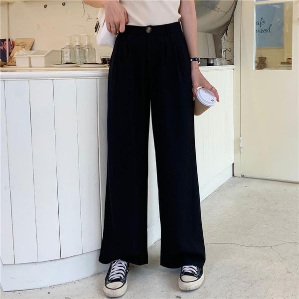 women's pants & capris summer 2021 korean version of high waist show thin loose wide legs mop suit drapery straight women, Black;white
women's pants & capris summer 2021 korean version of high waist show thin loose wide legs mop suit drapery straight women, Black;white