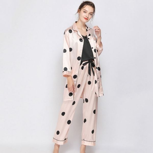 sleepwear polka dot female pyjamas nightwear pink long sleeve 3 pcs elastic waist sleepwear summer autumn women's pajamas sets iymg soq, Black;red
sleepwear polka dot female pyjamas nightwear pink long sleeve 3 pcs elastic waist sleepwear summer autumn women's pajamas sets iymg soq, Black;red