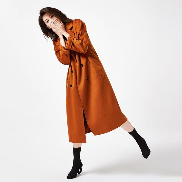 women's wool & blends cashmere trench winter woman brand overcoat solid with belt turn-down collar double breasted double-sided, Black
women's wool & blends cashmere trench winter woman brand overcoat solid with belt turn-down collar double breasted double-sided, Black