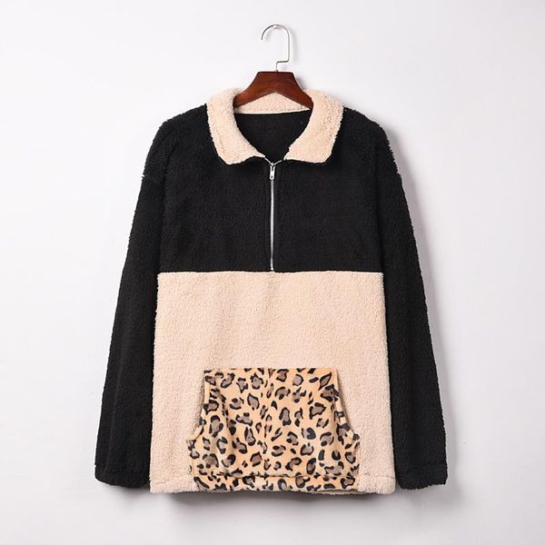 women's jackets fashion leopard print splicing plush casual louse coats ladies sweatshirt anime hoodies, Black;brown
women's jackets fashion leopard print splicing plush casual louse coats ladies sweatshirt anime hoodies, Black;brown