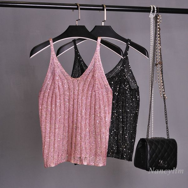 camis sequined knitted tank for women thin shoulder-straps outerwear women's camisole pink black nancylim, White
camis sequined knitted tank for women thin shoulder-straps outerwear women's camisole pink black nancylim, White