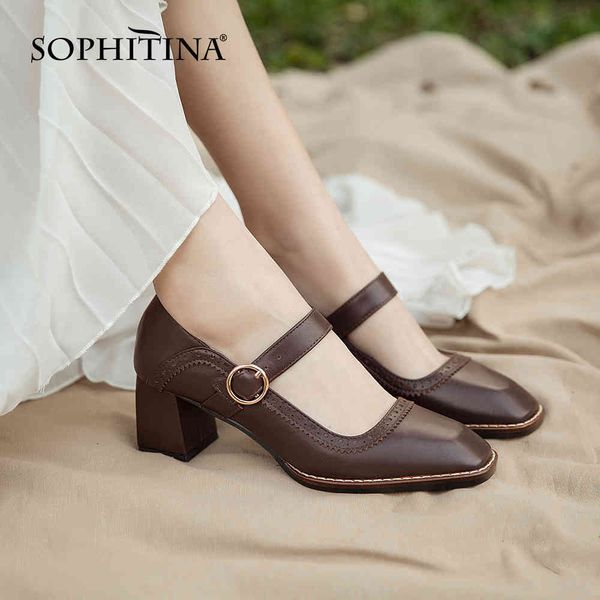 sophitina mary janes pumps cow leather comfortable square heel square toe retro shoes women's buckle pumps po408 210513, Black
sophitina mary janes pumps cow leather comfortable square heel square toe retro shoes women's buckle pumps po408 210513, Black
