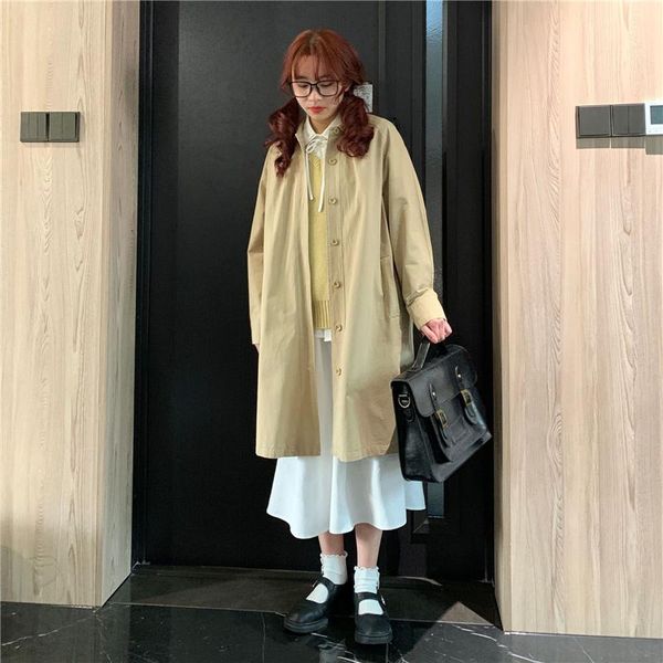 women's trench coats chic women coat casual long outerwear loose overcoat with winter fashion single breasted windbreaker femme y108, Tan;black
women's trench coats chic women coat casual long outerwear loose overcoat with winter fashion single breasted windbreaker femme y108, Tan;black