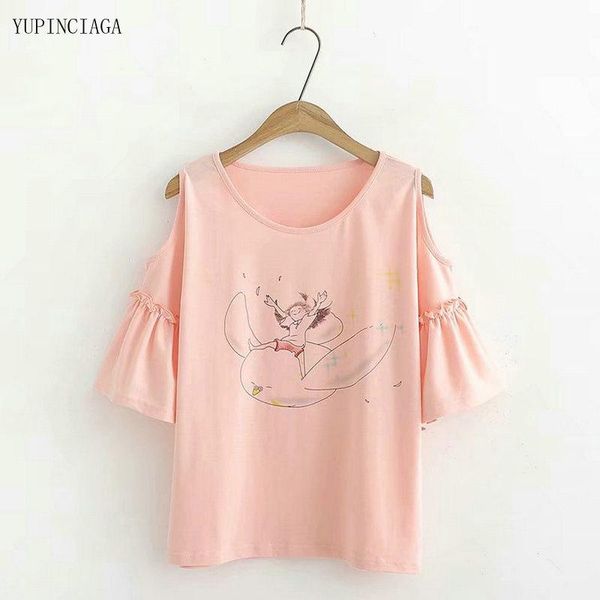 women's t-shirt sweet o-neck cotton harajuku tee 2021 summer leakage shoulder loose girls pink t-shirts 2116974, White
women's t-shirt sweet o-neck cotton harajuku tee 2021 summer leakage shoulder loose girls pink t-shirts 2116974, White